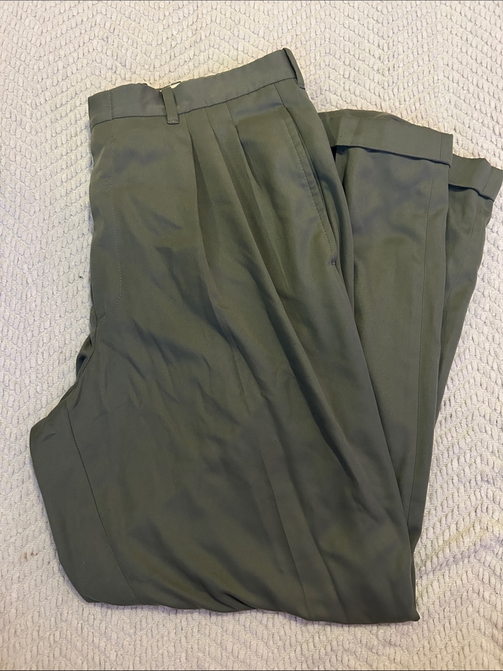 Olive Green Pleated Trousers